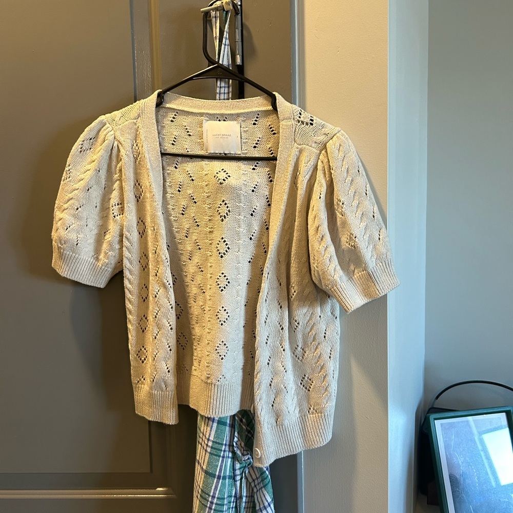 Women's Cream shirt sleeve button up cardigan